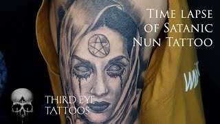 Time Lapse of Realistic Satanic Nun Tattoo  done @third_eyetattoos (JALANDHAR) PUNJAB.