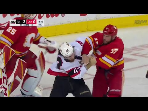 NHL Fight - Senators @ Flames - Sabourin vs Lucic - 13/01/2022