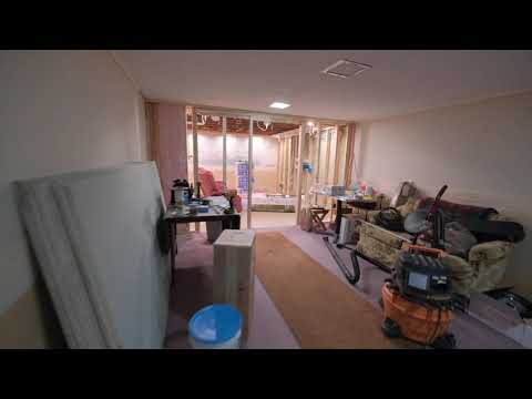 Home Theater Project Part 7. Glass block windows, more wiring, and insulation started.