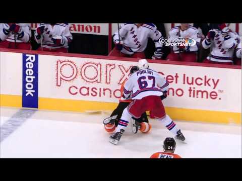 Benoit Pouliot boarding major on Maxime Talbot NY Rangers vs Philadelphia Flyers 10/24/13 NHL