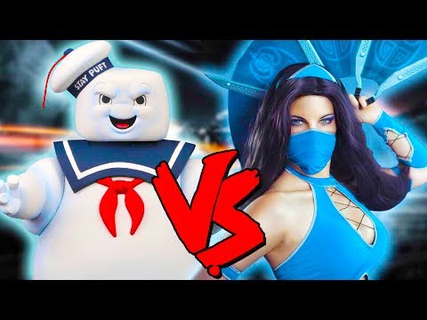 Kitana Vs Stay Puft Marshmallow Man Army - Epic Battle - Mortal Kombat Costume Skin Mod