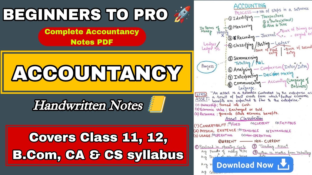 Complete Accountancy Handwritten Notes | Class 11–12 Accounting Basics, Concepts, Ledger, Vouchers