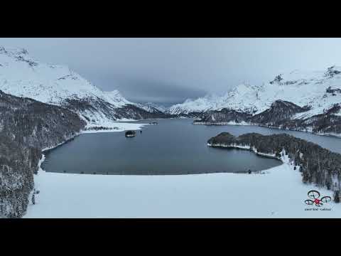 Sils Maria winter landscape, lake and hotels