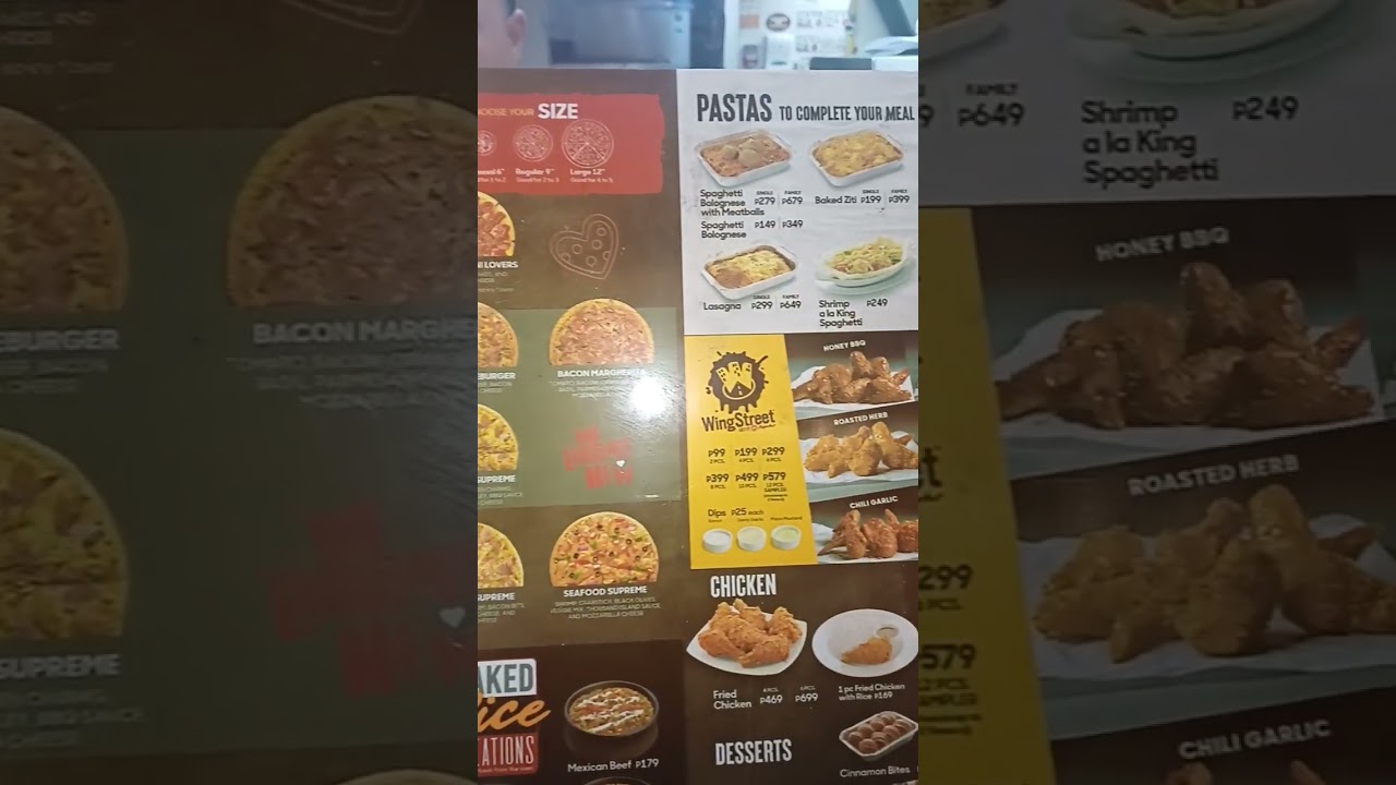 PIZZA HUT MENU