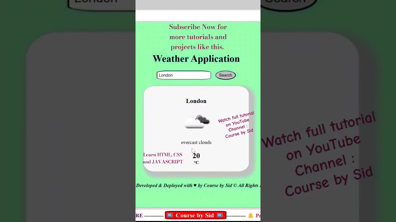 Weather App using HTML, CSS and JavaScript with Deployment on GitHub #shorts