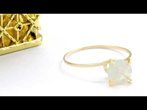 TELEIOS LUXE 18K GOLD 6MM 0.5CT OPAL SOLITAIRE RING - 6.5 US - TL0000068
