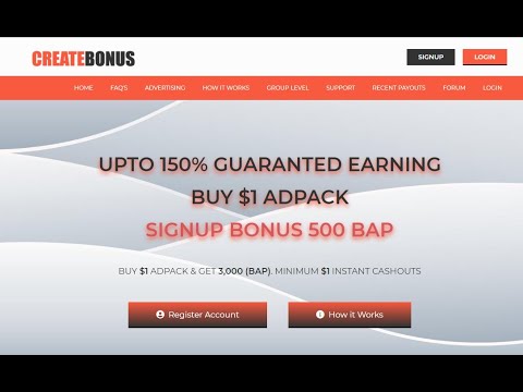 Новинка! Без вложений  CreateBonus BONUS 500 BAP  FAQS мин  вывод от 5 $