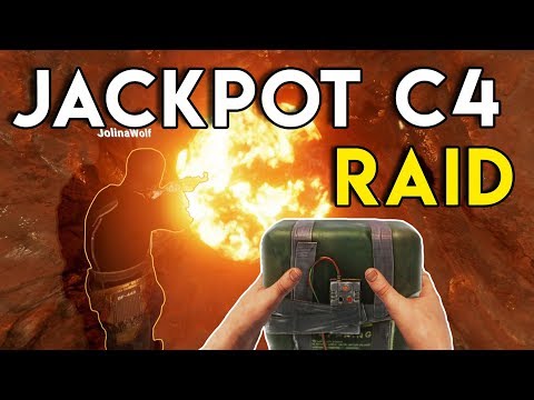 JACKPOT C4 RAID on a HUGE CAVE BASE!! - Rust Survival #15