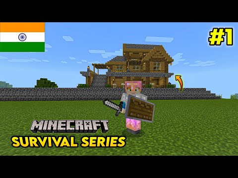 Minecraft Pe Survival series EP-1 in Hindi 1.19 | I Made Survival House & Iron Armour | #minecraftpe