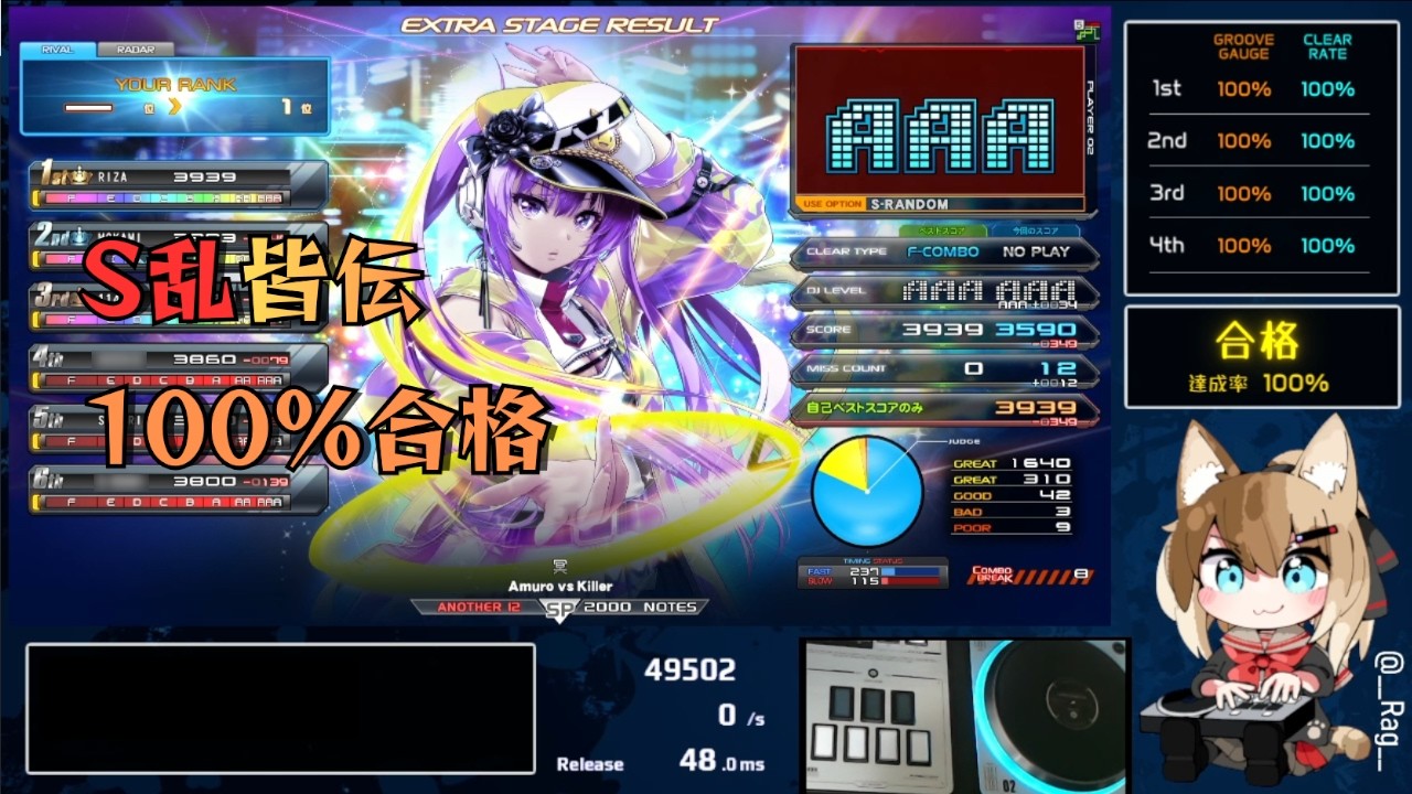 [疑似段位] "S乱皆伝" 達成率100%合格