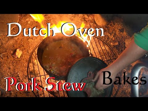 Dutch Oven Pork Stew Over Open Fire at the Lake. Best...