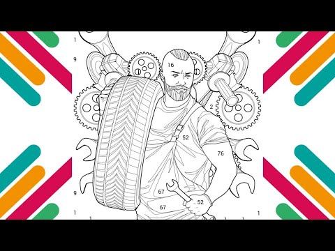 Car Mechanic. Coloring Page By Numbers