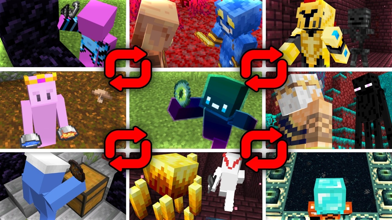 9 YouTubers Randomly Swap Places In Minecraft