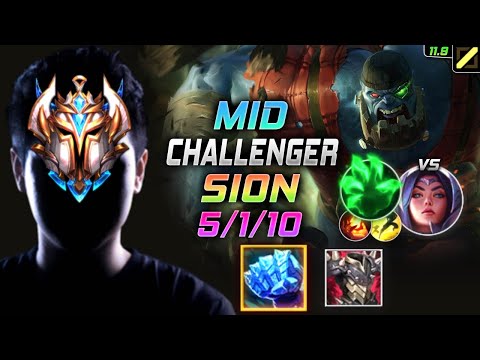 Challenger Sion MID vs Irelia - 천상계 미드 사이온 템트리 룬 서리불꽃 착취 - LOL KR 11.9