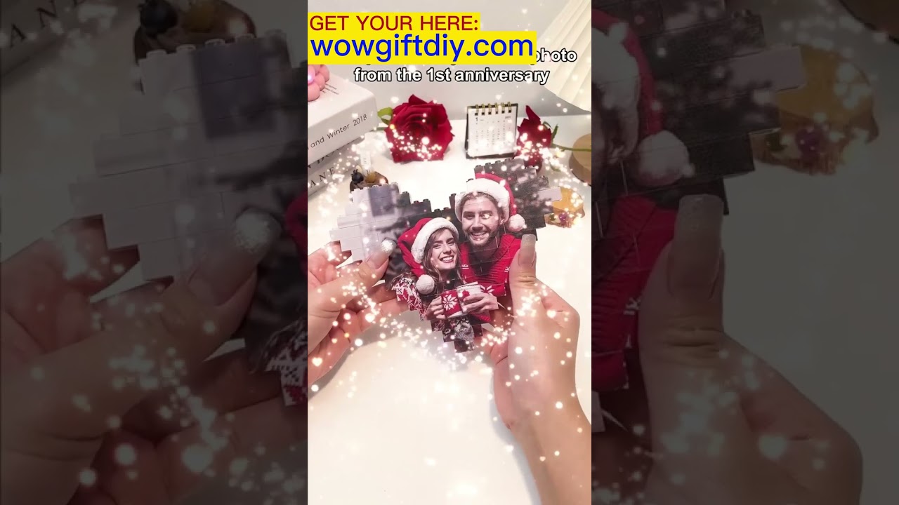 Custom Heart shape Building Brick with Picture - Personalized Building Blocks Photo Valentines Gift