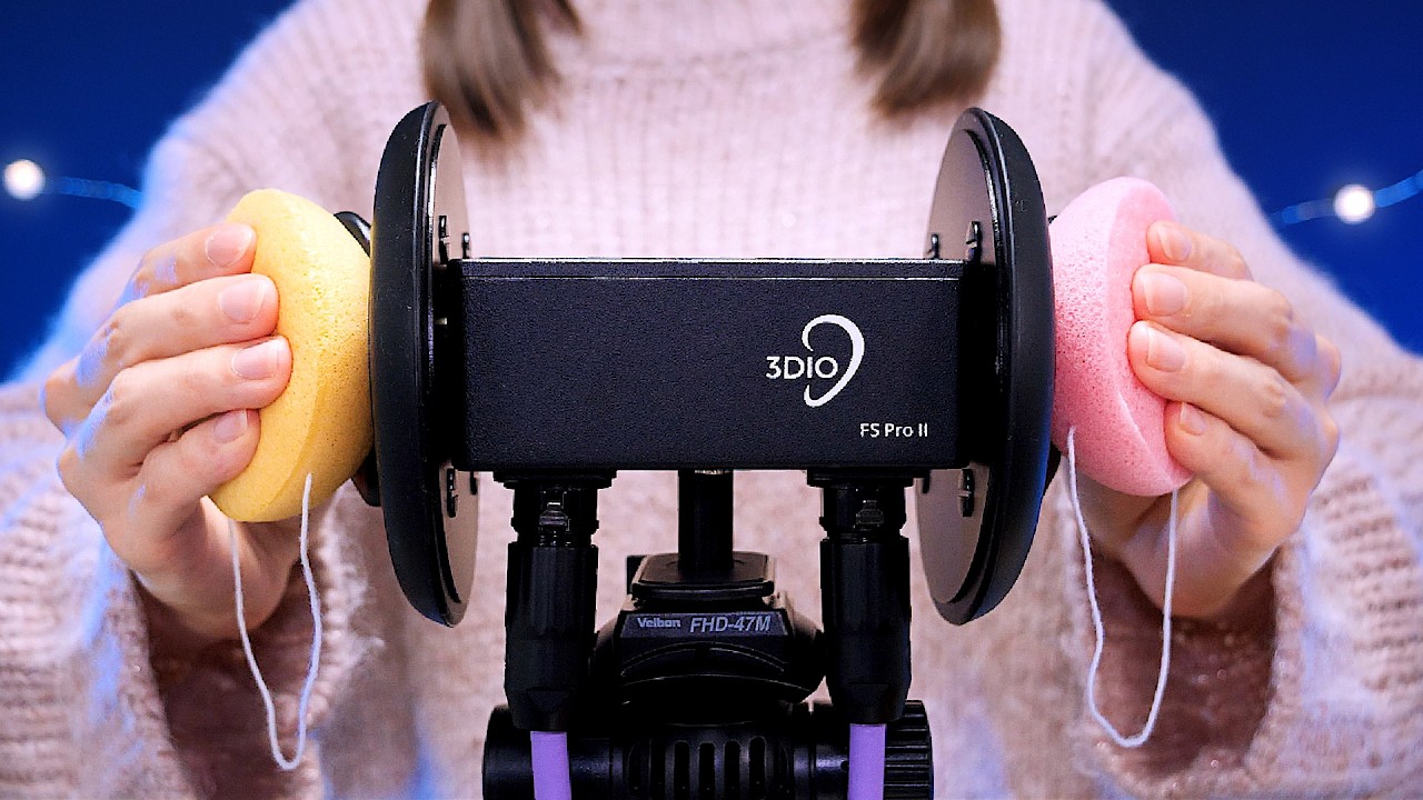 ASMR すぐ眠れる😴とろけるこんにゃくパフ耳マッサージ👂囁き声 / 3Dio