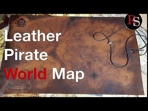 How to Make A Leather Pirate Treasure Map / World Map For Skully - Leatherwork Video