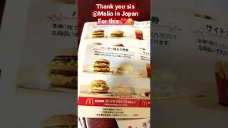 Macdonald in Japan Gift Coupon From My Friend in Kobe City Japan #mcdonalds #mcdohappymeal