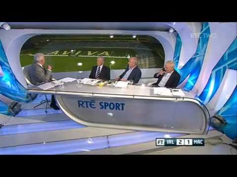 Liam Brady fight with  Bill O' Herlihy RTE  Ireland vs Macedonia HD