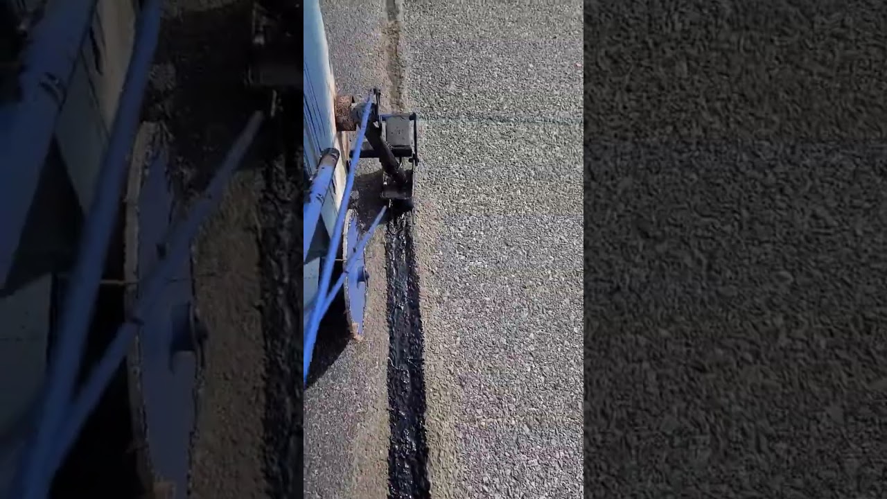 🔥🔥 HOT TAR ASPHALT JOINT SEALING ! #shorts