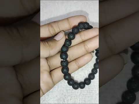 Blackish gemstone natural lava stones bracelet