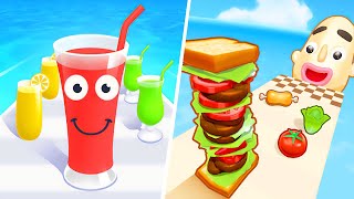 Sandwich Runner vs Juice Run, Sandwich Runner Night Gaming, Juice Run Gameplay, Juice Adventure Park