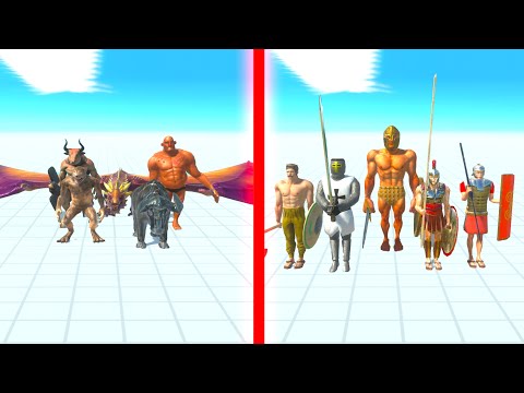 FANTASY Team vs ANCIENT HUMANS Team - Animal Revolt Battle Simulator ARBS