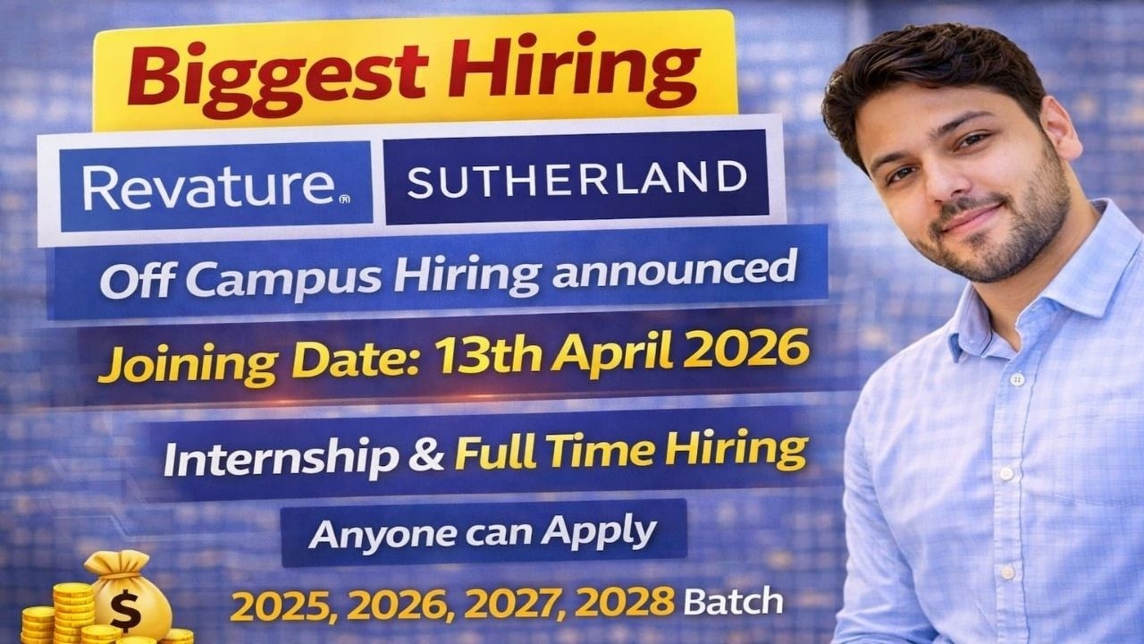 Revature Biggest Hiring Start - Sutherland Paid Internship | Off Campus drive 2025, 2026, 2027, 2028