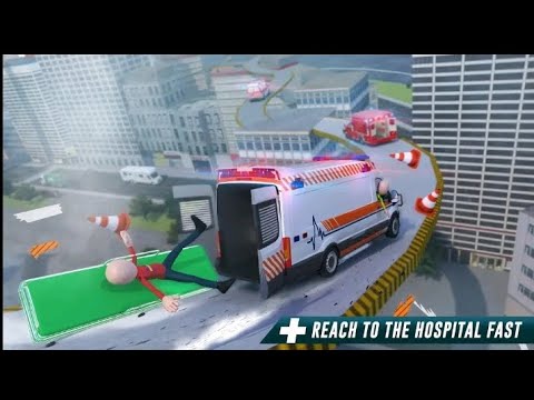 stickman ambulance roof stunts gameplay,  @GamingManiac1