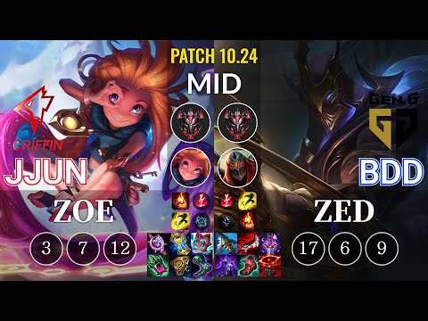 GRF jjun Zoe vs GEN Bdd Zed Mid - KR Patch 10.24