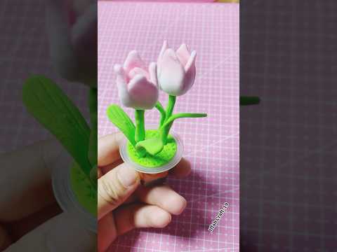 DIY Clay Tulip Flower | Simple and Beautiful Clay Art #ClayArt #ClayFlower #TulipDIY