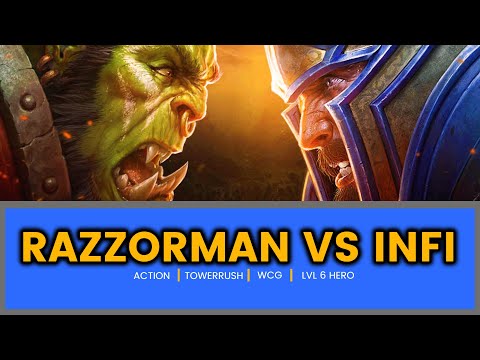 RaZZoRMaN VS INFI | CLOSE POSITION + TOWERRUSH UNIQUE | MASS ACTION | REFORGED WCG | WARCRAFT III