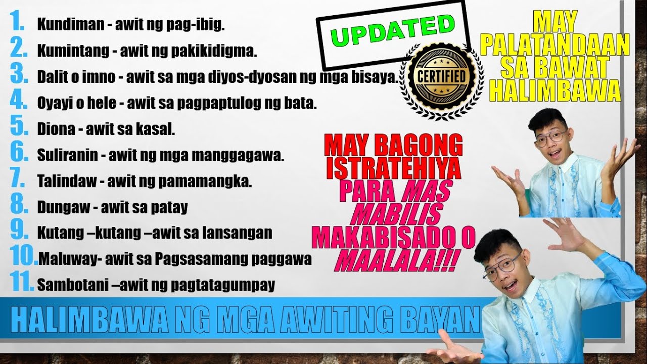 Mga halimbawa ng awiting bayan |w/ song| New Strategies | Mga kanta ng awiting bayan | MardieSevilla