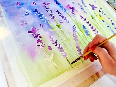 Steps for successful watercolour painting - Painting lavender with a background