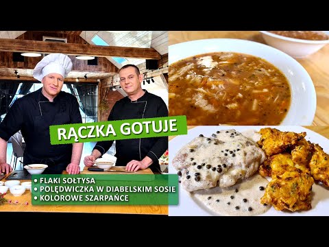 Rączka gotuje: flaczki oraz polędwiczka w diabelskim sosie i kolorowe szarpańce