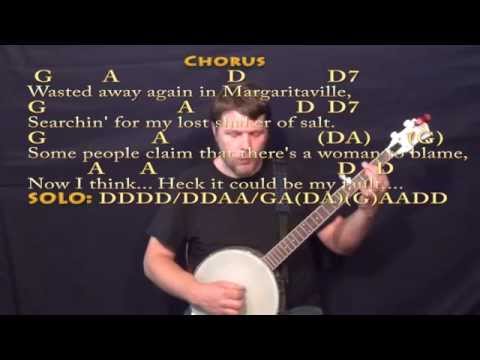 Margaritaville (JIMMY BUFFETT) Banjo Cover Lesson with Lyrics/Chords