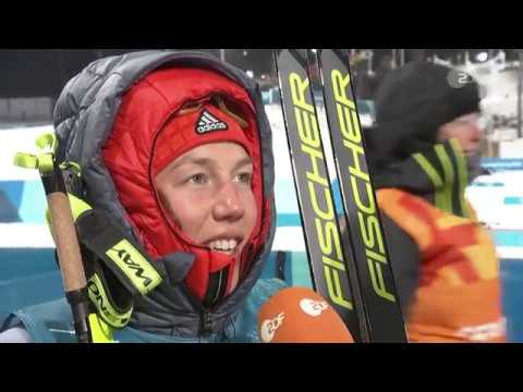 OG-2018. Laura Dahlmeier after her victory in pursuit