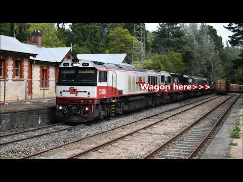 SCT Logistics 6PM9 passing a wagon with a broken knuckle from 5MP9 Mt Lofty, S. Australia 23/03/23