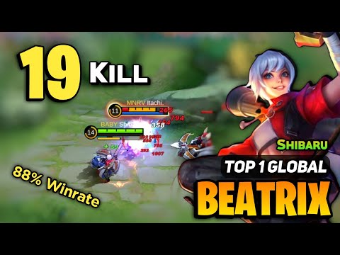 19 KILL! One Hit Beatrix Best Build 2022 [ Top 1 Global Beatrix Gameplay ] By Shibaru - MLBB