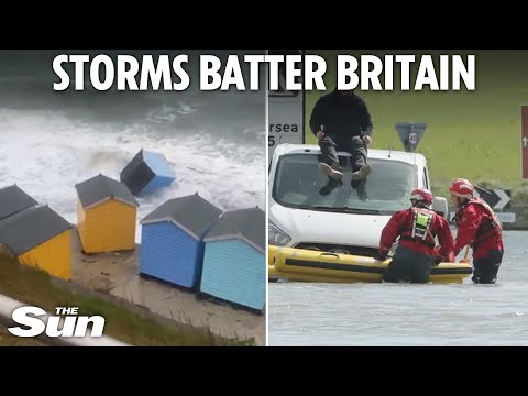 Urgent 'get to high ground' flood warning as Storms Kathleen & Pierrick hit UK