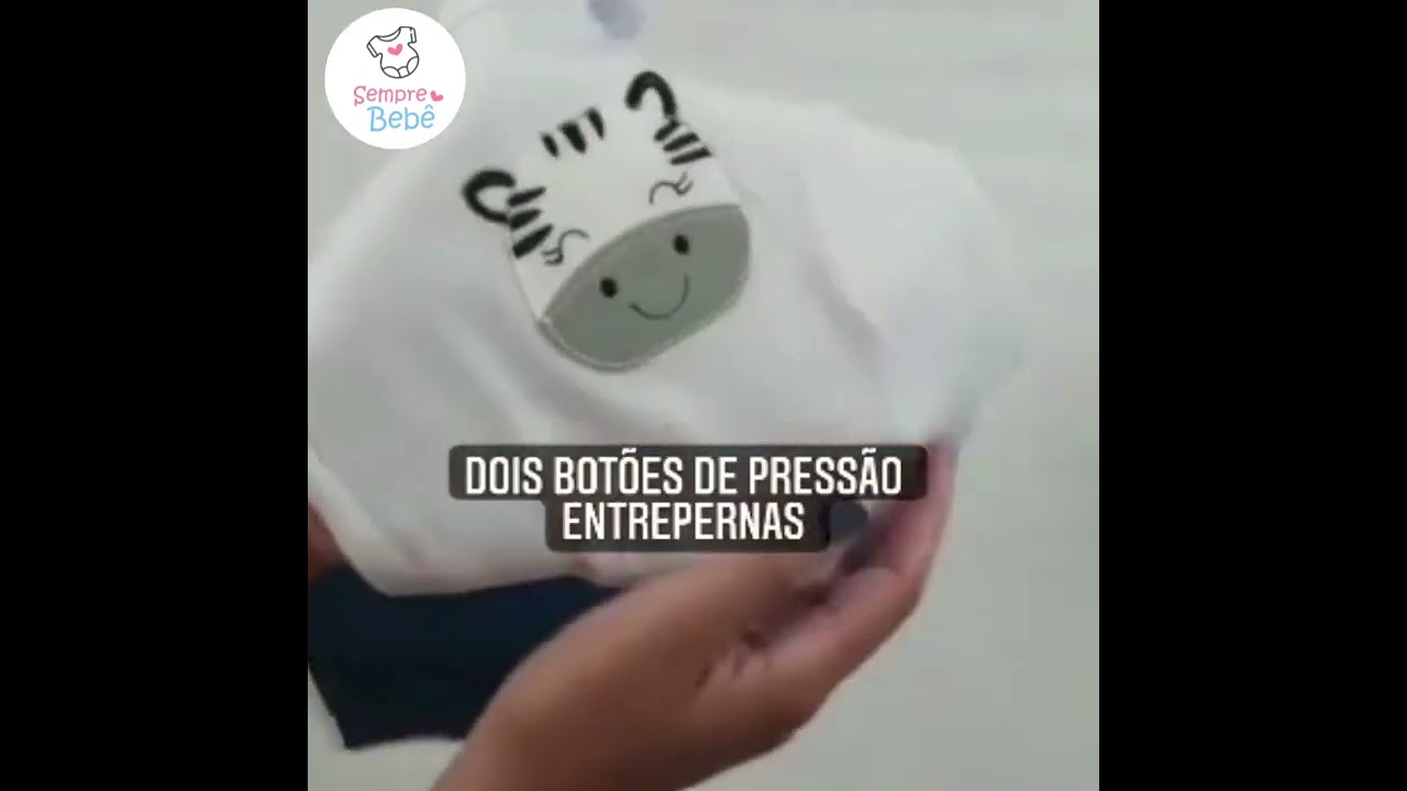 CONJUNTO BODY MANGA CURTA BORDADO ZEBRINHA E SHORT TAPA FRALDA - ROUPA BEBÊ MENINA MENINO