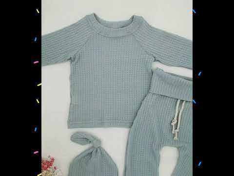 3pcs Infant Newborn Baby Cute Clothes Sets Girls Boys Autumn Warm Harem Pants Waffle Ribbed Solid Unisex Bodysuits+elastic Pants