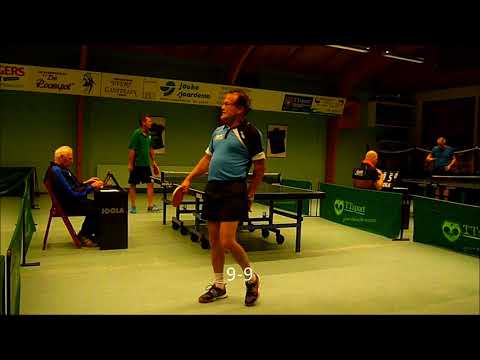 Tafeltennis Fragmenten Otto Verkerk (Pecos) - Ger Jacobs (Pitt 75) - Charley Callebaut (Pecos)