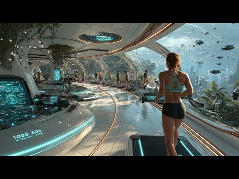 Futuristic City 2090: Shopping, Commuting, and Fitness in the 22nd Century | 4K