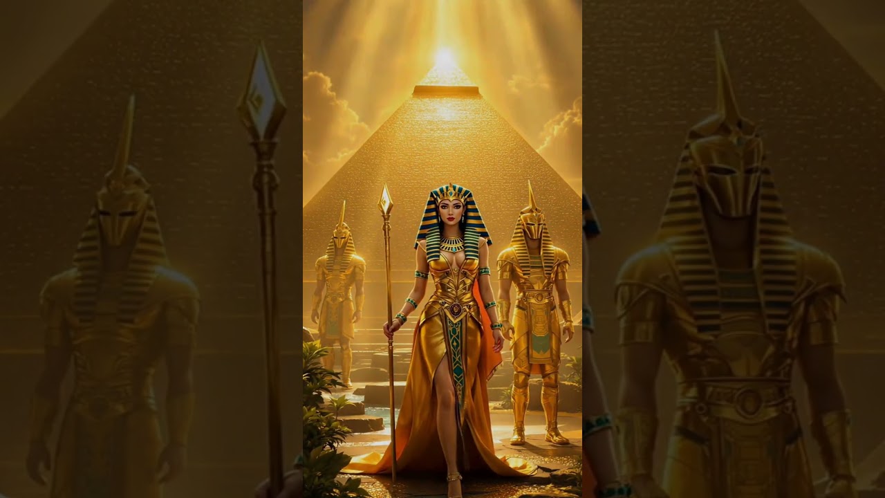Cleopatra’s Majestic Walk: Timeless Beauty by the Pyramids 🏜️👑