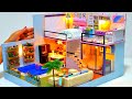 DIY Miniature Cardboard Box Dollhouse 4 Dreamhouse Mansion With Real Swimming Pool 2 Bedrooms