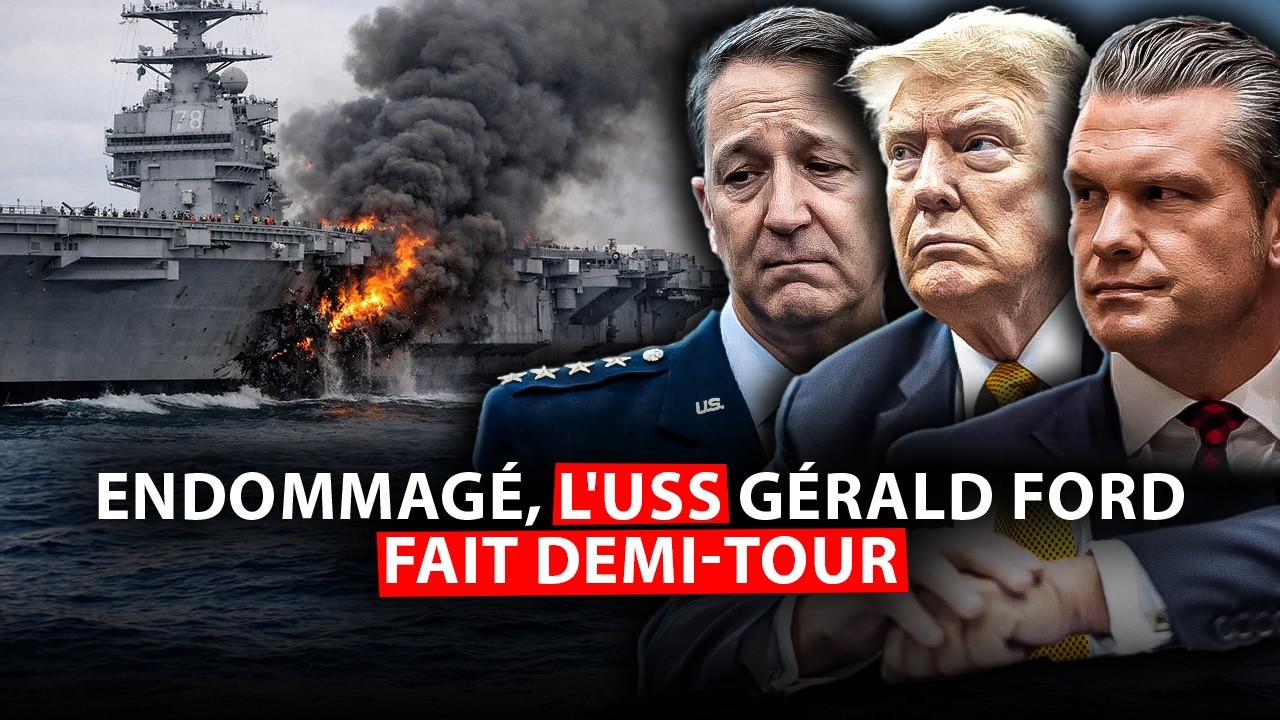 Incendie à bord - Le Porte avion US fuit la guerre.