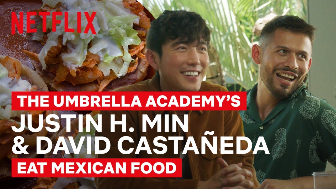 The Umbrella Academy's David Castañeda & Justin H. Min Eat Mexican Sopes & Ceviche | Netflix