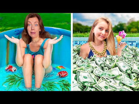 🤑 PISCINA BOGATĂ vs SĂRACĂ  🌊 24 ore în PISCINĂ ⏰ Filmul