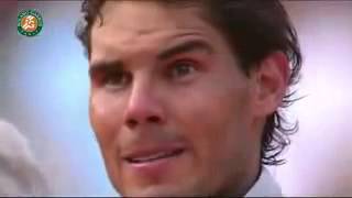 Rafael Nadal crying after WINS French Open Roland Garros Final 2014